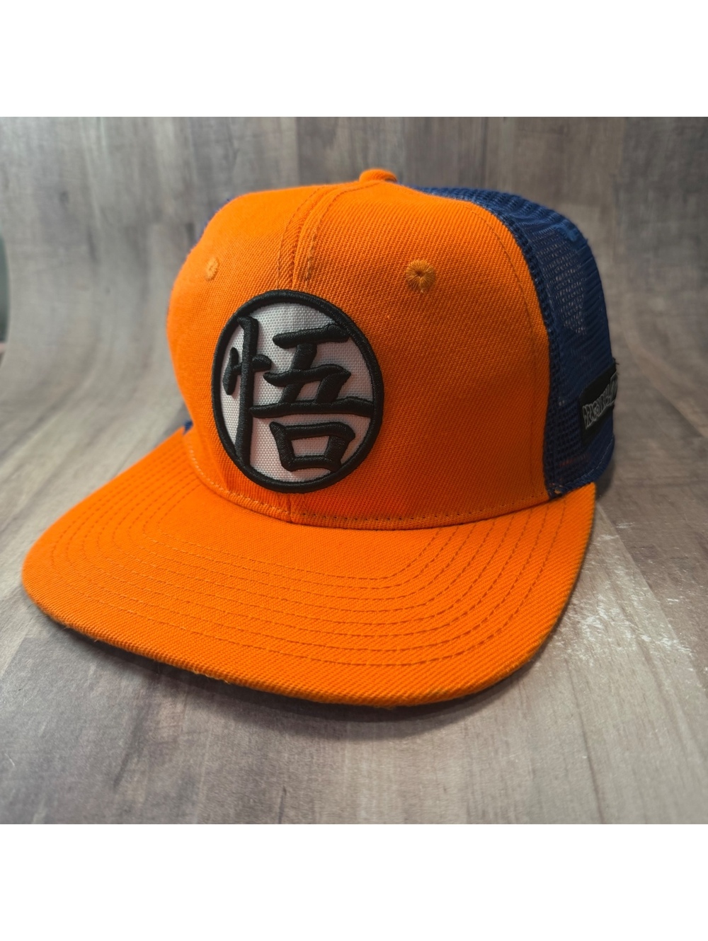 Dragon Ball Z Goku Kanji Snapback Hat Orange Blue Mesh Back Trucker Cap